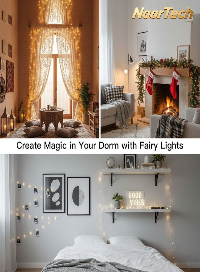 NoorTech Fairy Lights 20M/65FT Warm 200LED String Lights, Battery Operated Waterproof with Remote Timer 8 Modes for Ramadan Diwali Bedroom Christmas Indoor Outdoor - Image 2