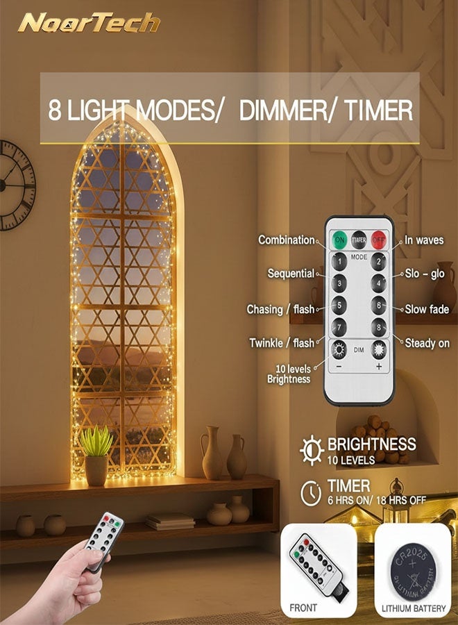 NoorTech Fairy Lights 20M/65FT Warm 200LED String Lights, Battery Operated Waterproof with Remote Timer 8 Modes for Ramadan Diwali Bedroom Christmas Indoor Outdoor - Image 3