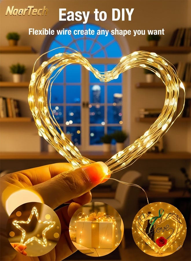 NoorTech Fairy Lights 20M/65FT Warm 200LED String Lights, Battery Operated Waterproof with Remote Timer 8 Modes for Ramadan Diwali Bedroom Christmas Indoor Outdoor - Image 5