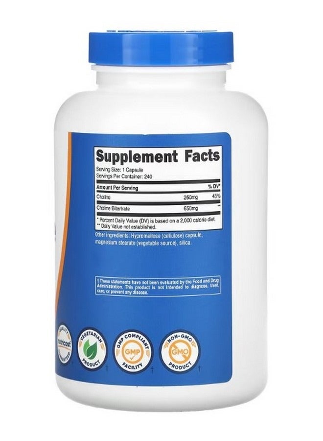 Nutricost Choline Bitartrate 650 mg  240 Capsules - Image 2