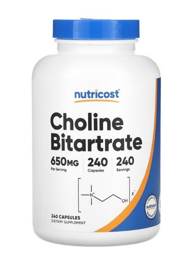 Nutricost Choline Bitartrate 650 mg  240 Capsules - Image 1