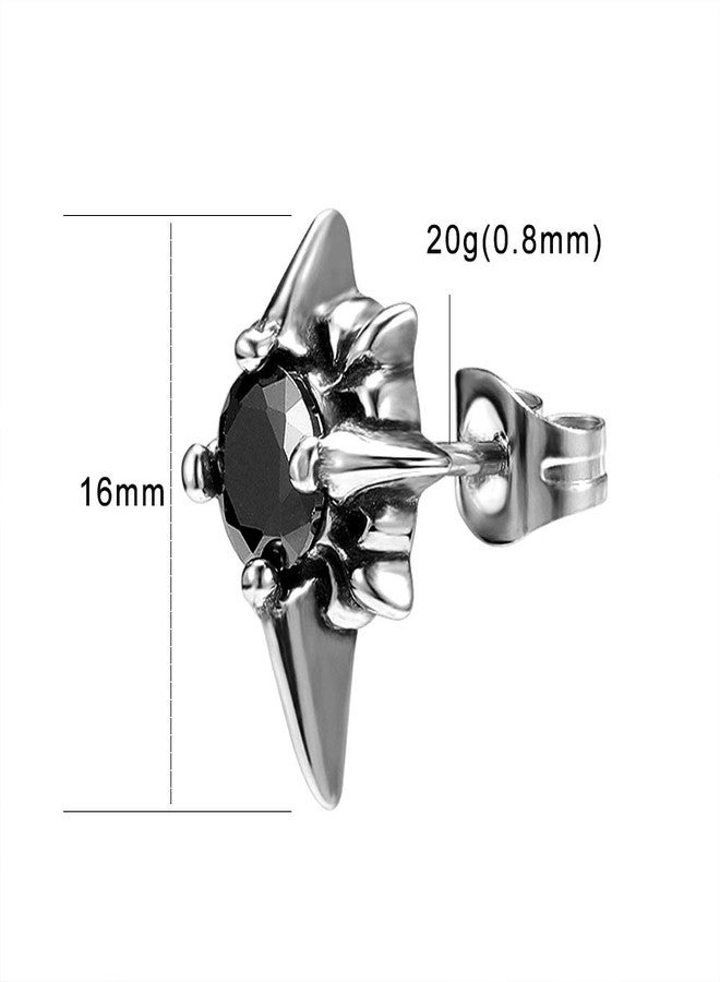 PunkTracker Variety Vintage Punk Surgical Steel Cubic Zircon Stud Earrings for Men Women Hypoallergenic Ear Stud - Image 3