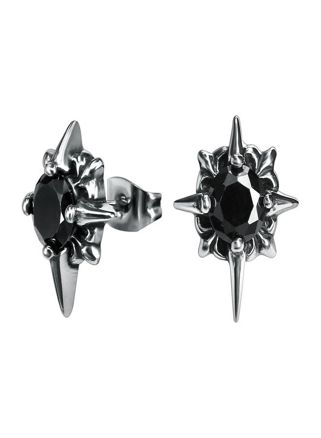 PunkTracker Variety Vintage Punk Surgical Steel Cubic Zircon Stud Earrings for Men Women Hypoallergenic Ear Stud - Image 1