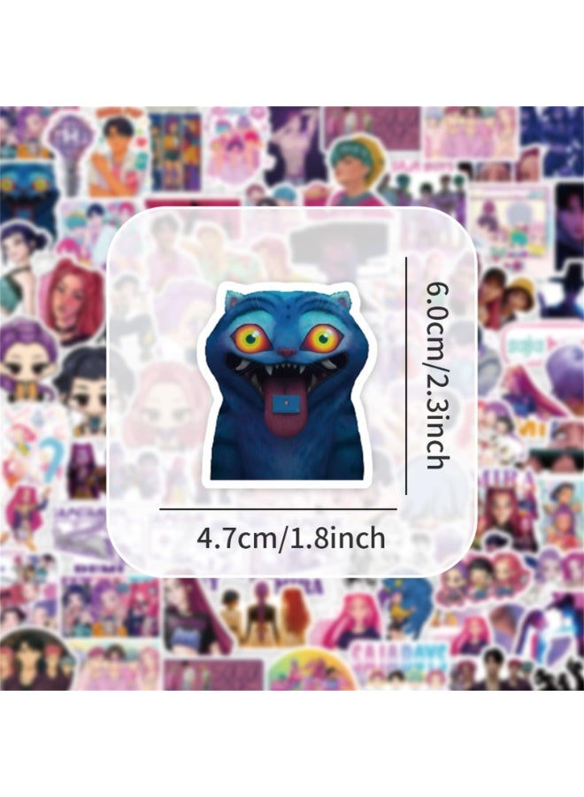 74PCS Pop Demon Hunters Sticker Sheets – Korean Idol Movie, 3D Anime, Huntrx, Saja Boys, Jinwoo, Rumi, Tiger, Zoeystery, Miromabby – Waterproof for Bottle, Phone, Party Decor, Scrapbook - Image 3