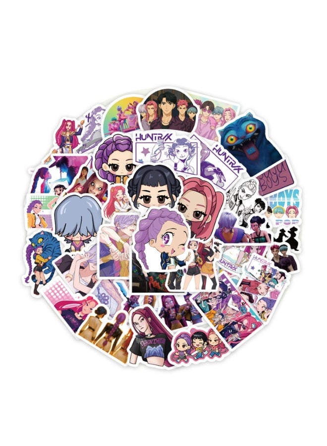 74PCS Pop Demon Hunters Sticker Sheets – Korean Idol Movie, 3D Anime, Huntrx, Saja Boys, Jinwoo, Rumi, Tiger, Zoeystery, Miromabby – Waterproof for Bottle, Phone, Party Decor, Scrapbook - Image 1