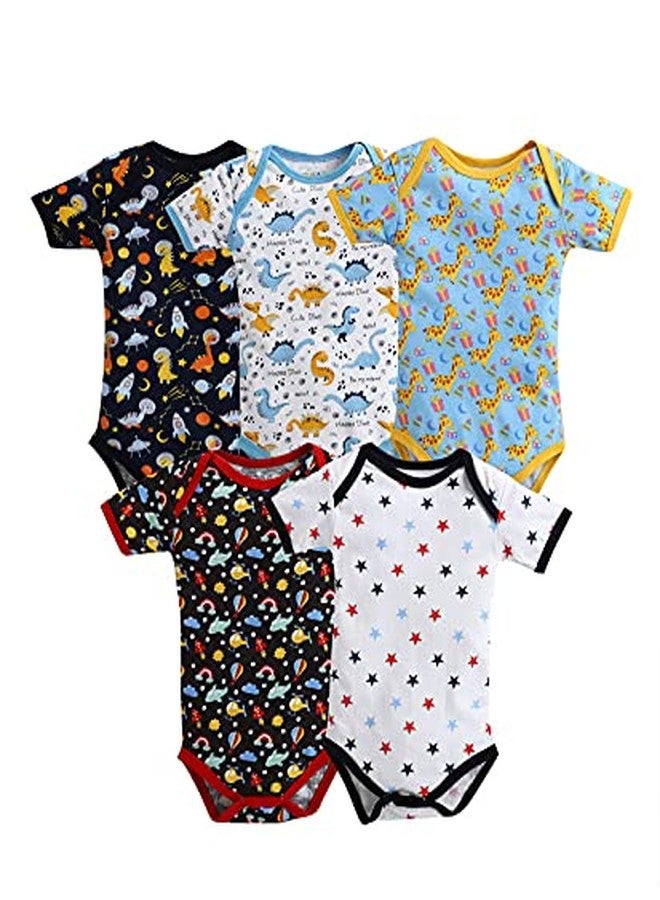 MINITATU Boy's Half Sleeves Unisex Bodysuit/Onesies Pack of 5 (Peb2058C-mm_Multicolour_3-6 Months) - Image 1