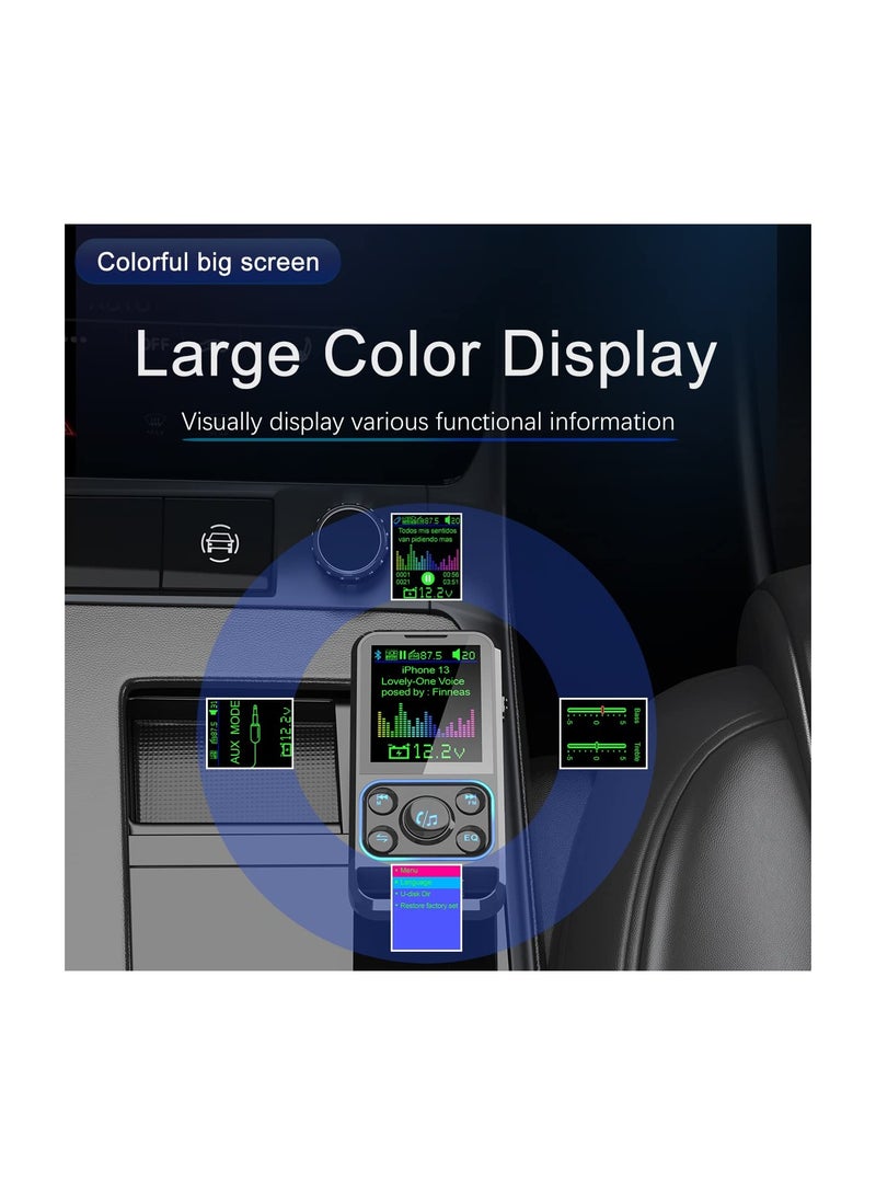 SOLARAE Bluetooth Car Adapter Bluetooth 5.3 FM Transmitter for HD Lossless Sound Quality EQ Sound QC3.0 PD3.0 Fast Charge FM Microphone Bluetooth 5.3 Car Adapter - Image 3