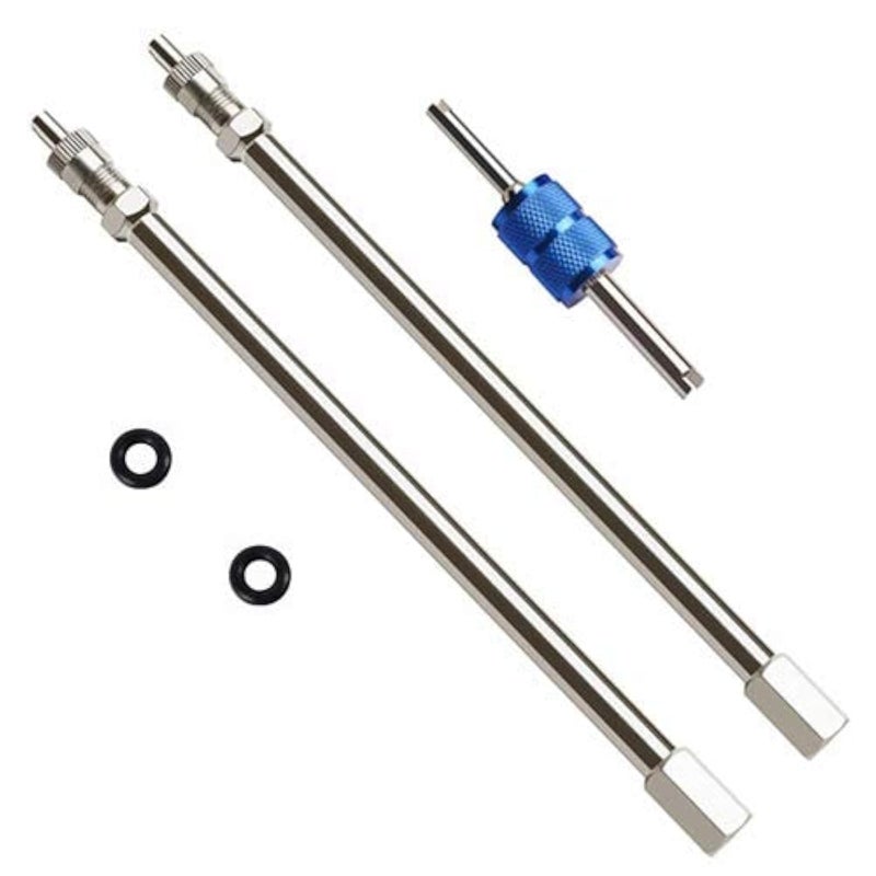 6Inch Dually Valve Stem ExtendersSet of 2PcsHeavey Duty150mm Straight Metal Dual Wheel Valve Stem Extensions for Truck Tires RV Tires Motorhome Coach Pickup Motorcycle Bike Trailer