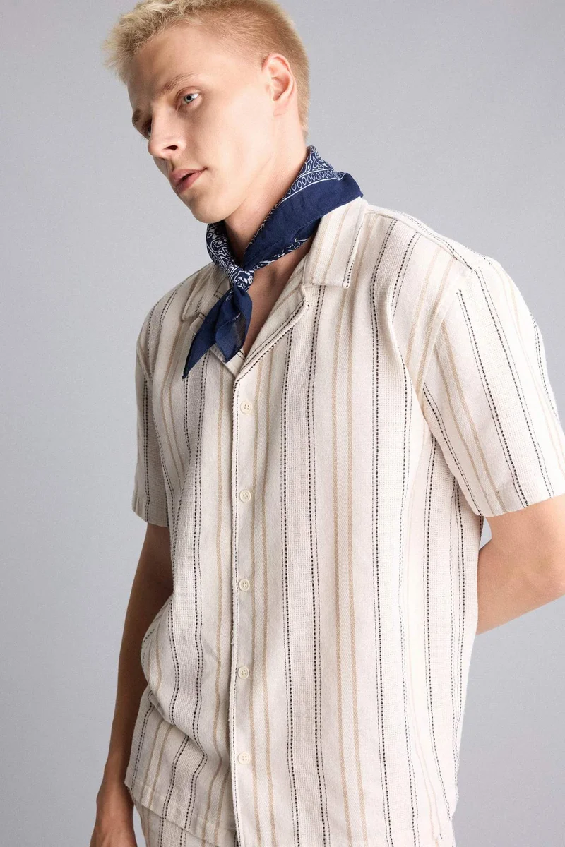 Regular Fit Apache Collar Striped Shirt