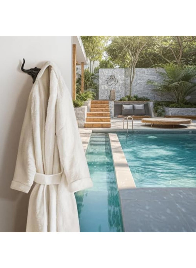 SYOSI Cast Iron Hooks Wall Mount 2 Pack - Heavy Duty Towel Hooks for Bathroom Entryway Closet, Western Cow Bull Animal Design, Antique Rust, Durable Wall Decor for Home and Outdoor Use - Image 3