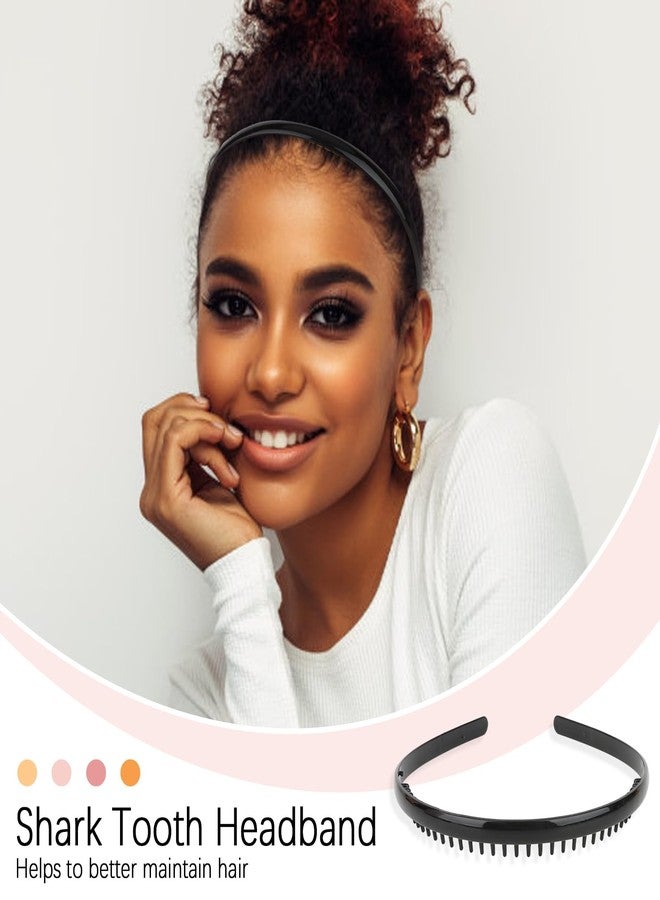 امكامي مجموعة AMCAMI من 4 قطع من عصابات الرأس المتعرجة، عصابة رأس بلاستيكية متعرجة بأسنان القرش - Image 5