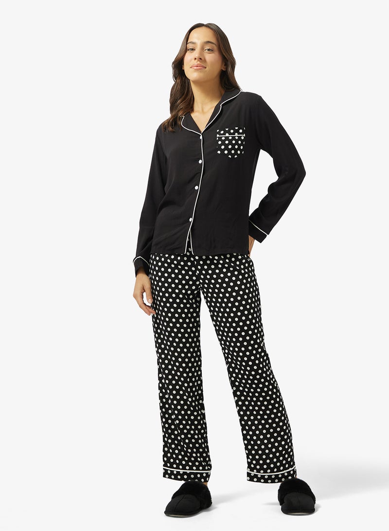 Ginger Polka Dot Button Down Shirt & Pyjama Set - Image 5