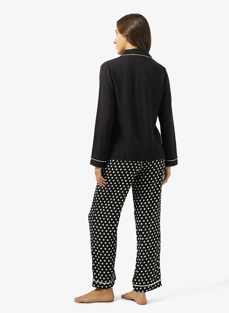 Ginger Polka Dot Button Down Shirt & Pyjama Set - Image 2