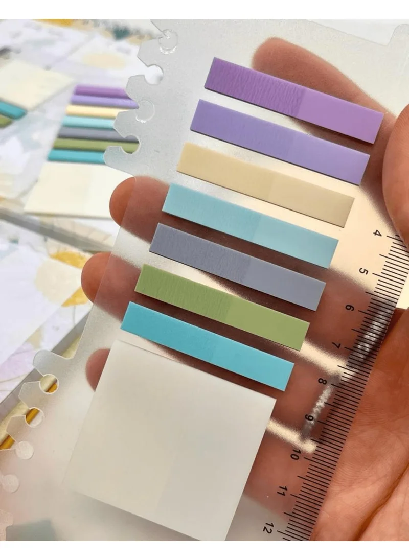 Kağıt Gemi Dükkan Paper Ship Shop 8 Colored Ruler Purple and Blue Shades Transparent Pet Index Index Sticker Sticky Note Post It