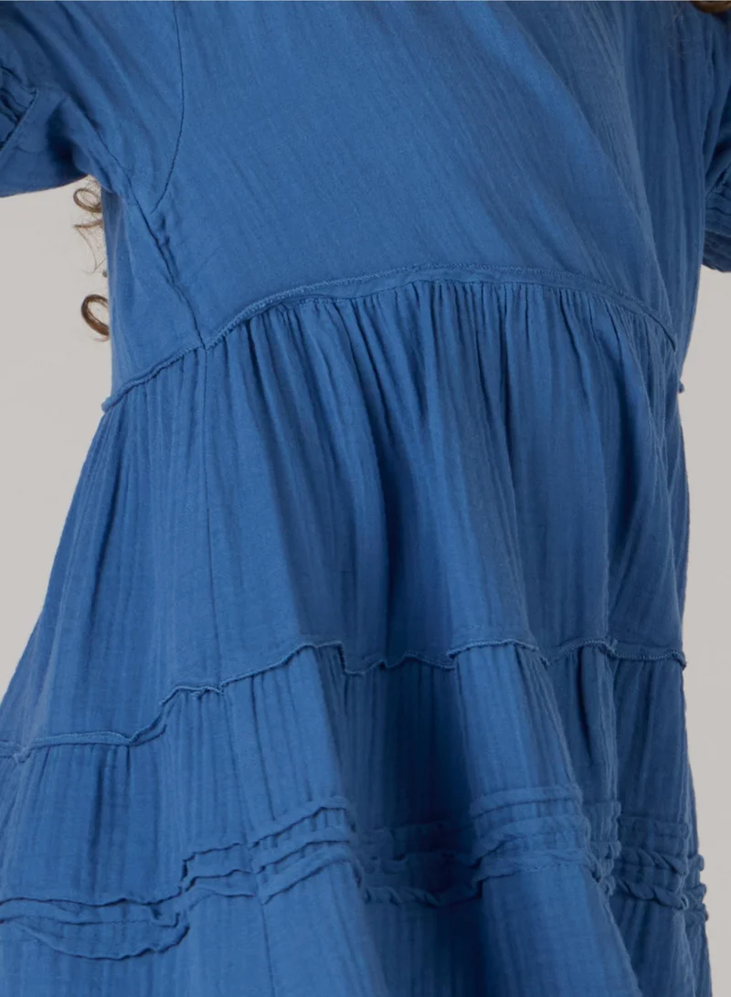 Just Nature royal blue Relaxed Fit Tired Midi Dress for Women | Best Price UAE