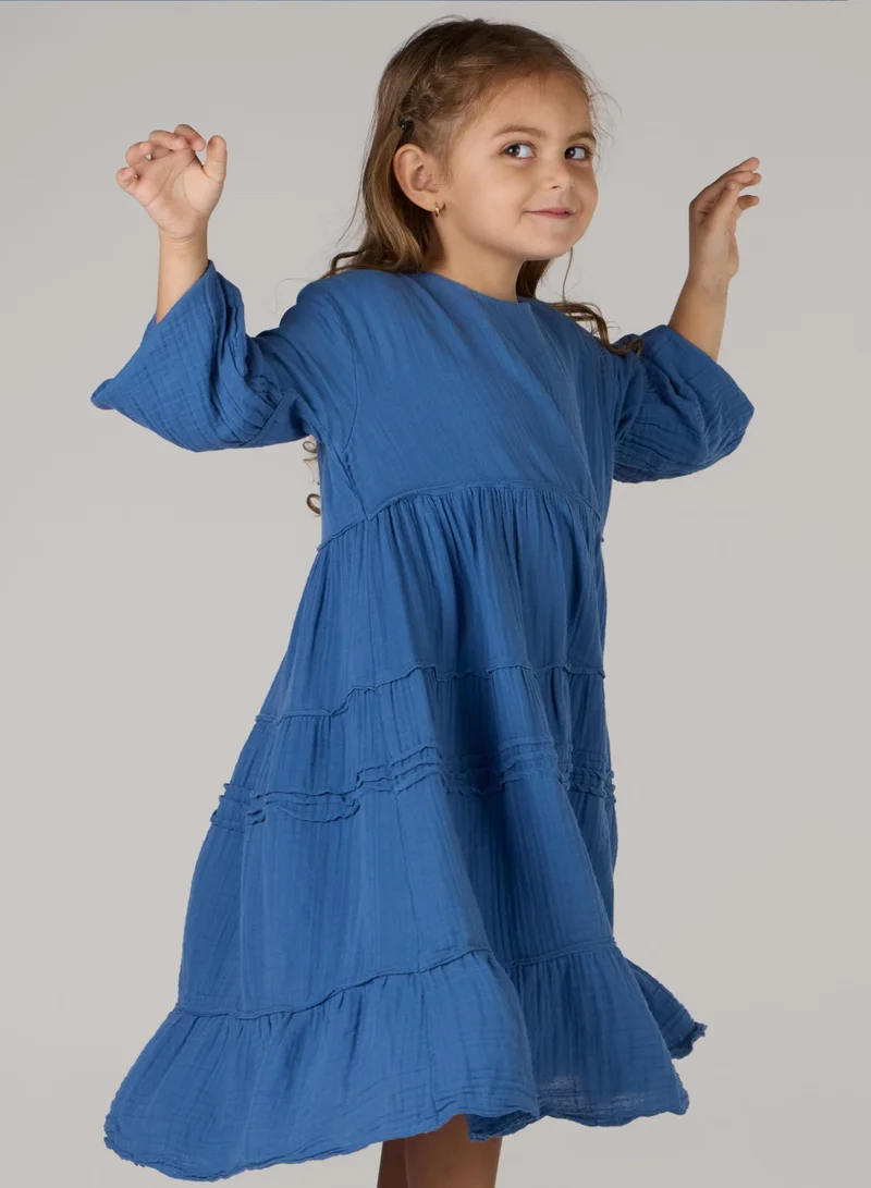 Just Nature royal blue Relaxed Fit Tired Midi Dress for Women | Best Price UAE