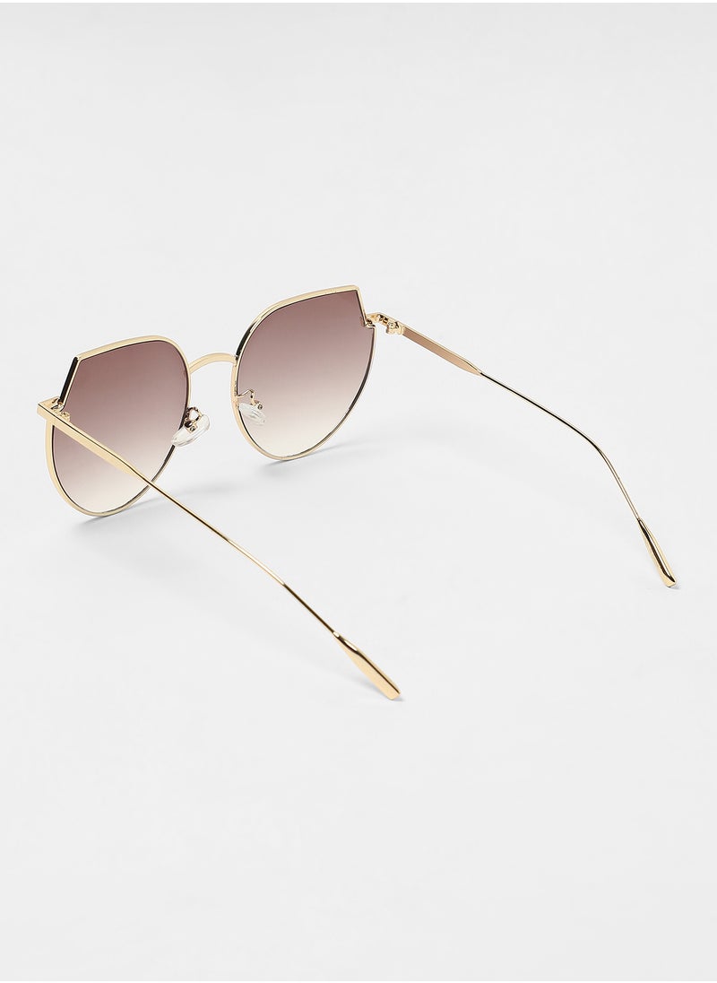 Haute Sauce Haute Sauce Women's The Curved Cateye Sunglasses For Casual Wear | One-Size | Champayne Gold Alloy Frame | Chestnut Brown Polarized Lens | Full Rim | Eyewear For Woman & Girls  - Image 4