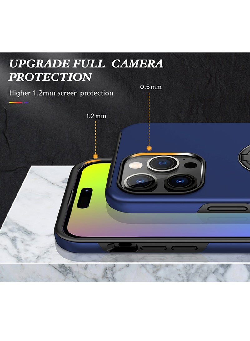 iPhone 14 Pro Case Cover with Finger Ring Metal Stand Kickstand 【Support Magnetic Car Holder】 Phone Comfortable Hold Feeling Anti-scratch Shockproof Back Cover for iPhone 14 Pro - Image 4