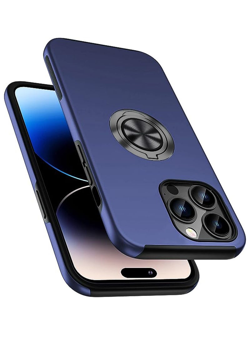 iPhone 14 Pro Case Cover with Finger Ring Metal Stand Kickstand 【Support Magnetic Car Holder】 Phone Comfortable Hold Feeling Anti-scratch Shockproof Back Cover for iPhone 14 Pro - Image 1