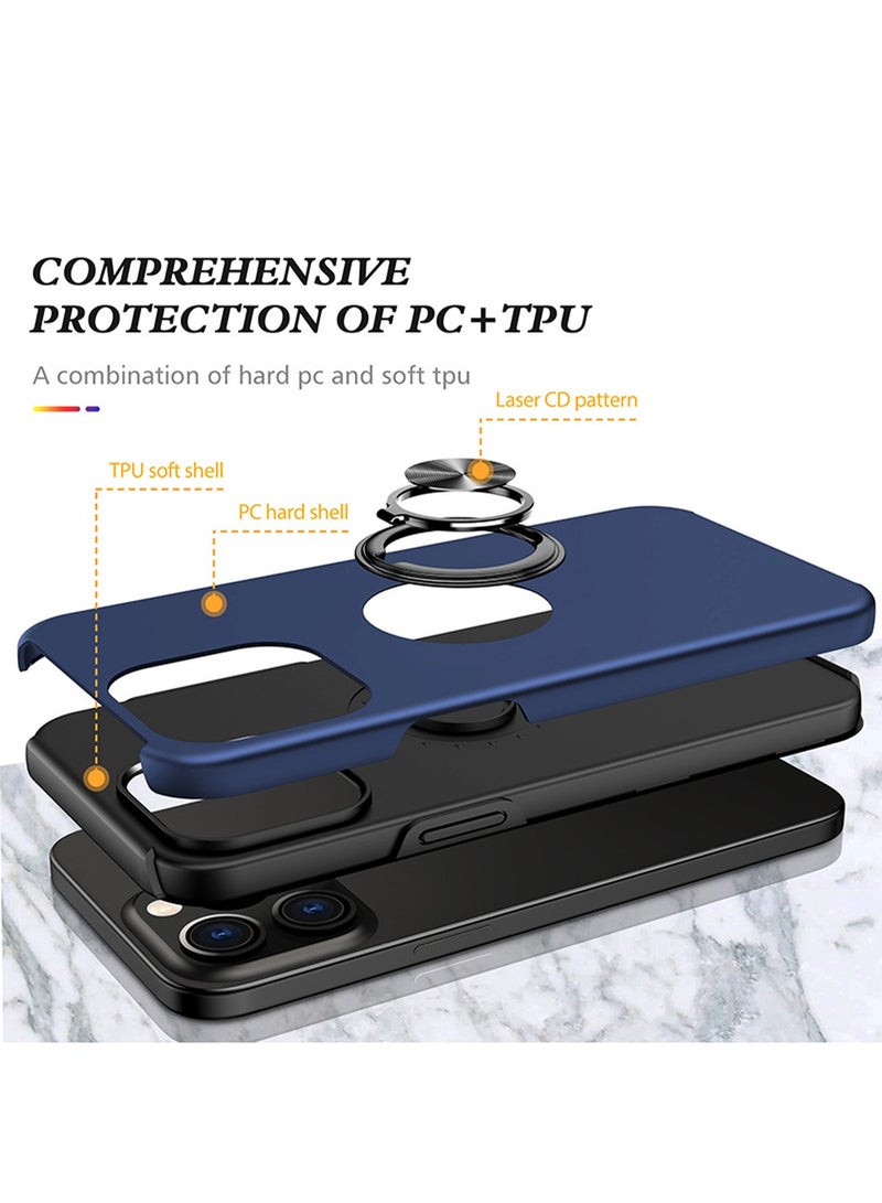 iPhone 14 Pro Case Cover with Finger Ring Metal Stand Kickstand 【Support Magnetic Car Holder】 Phone Comfortable Hold Feeling Anti-scratch Shockproof Back Cover for iPhone 14 Pro - Image 5