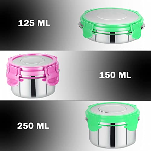 Black Olive Leak Proof Click and Seal Lock Stainless Steel Storage/Air Tight Tiffin Container/Lunch Container with Steel lid Fusion (150 ml) - Image 4