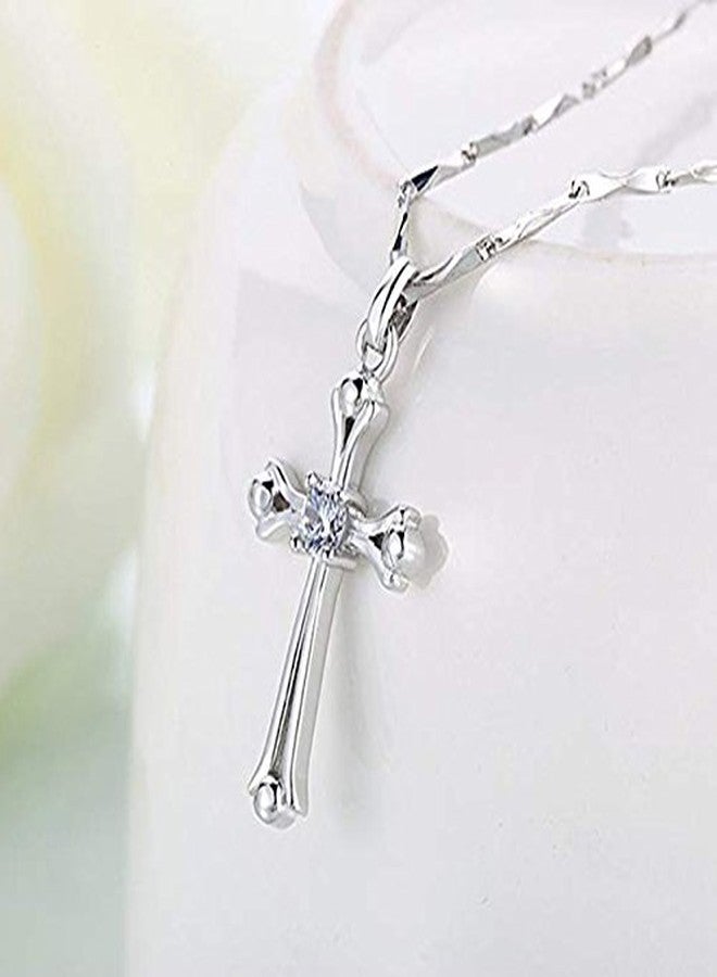 Cutesmile Fashion Jewelry 925 Sterling Silver Inlaid Crystal Cubic Zirconia Cross Pendant Necklace - Image 4