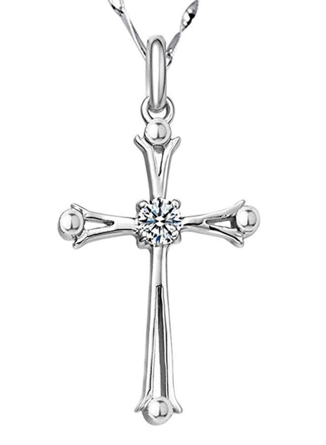 Cutesmile Fashion Jewelry 925 Sterling Silver Inlaid Crystal Cubic Zirconia Cross Pendant Necklace - Image 1