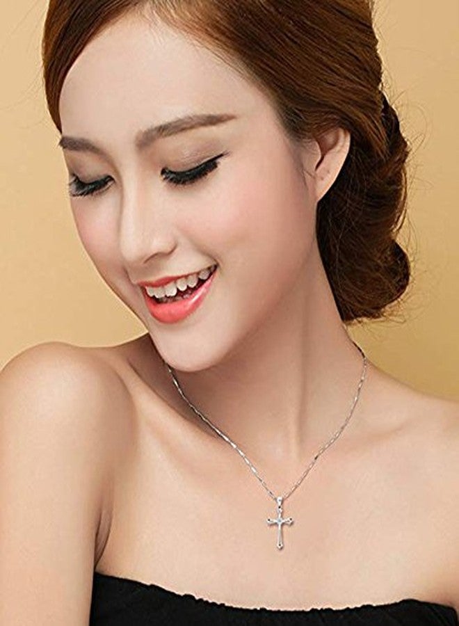 Cutesmile Fashion Jewelry 925 Sterling Silver Inlaid Crystal Cubic Zirconia Cross Pendant Necklace - Image 5