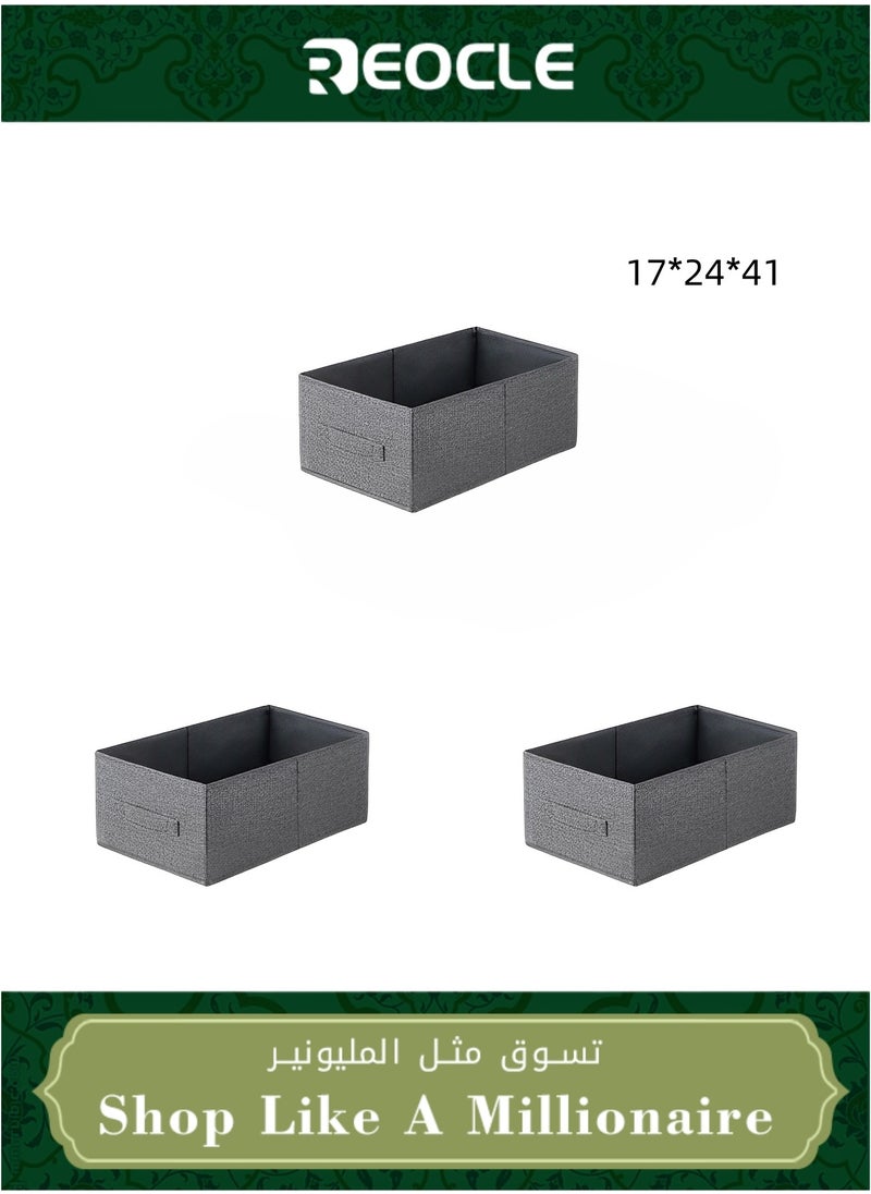 REOCLE 3 Pack Folding Storage Organizer with Handles 13×24×41CM Storage Cubes Collapsible Storage Bins Durable Storage Bins for Closet & Shelves & Offices & Toys  - Image 1