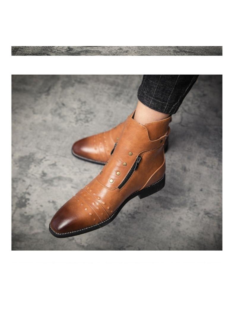 KUYING New Men's Casual Leather Boots - Image 4