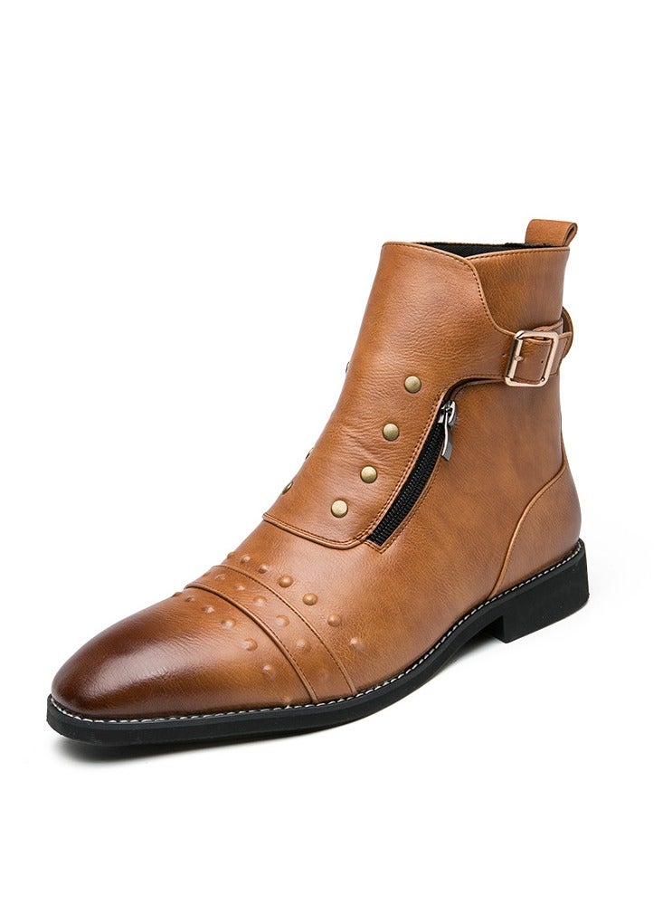 KUYING New Men's Casual Leather Boots - Image 1