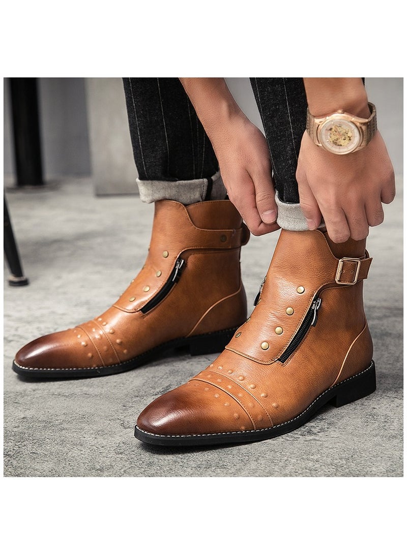KUYING New Men's Casual Leather Boots - Image 2
