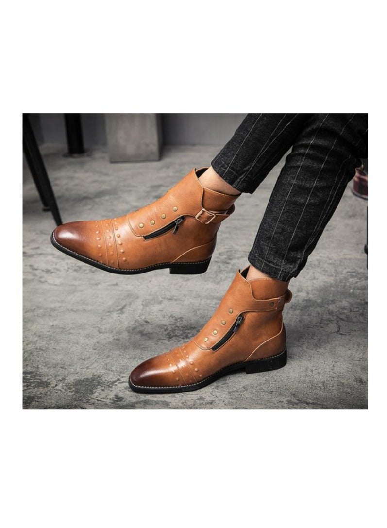 KUYING New Men's Casual Leather Boots - Image 3