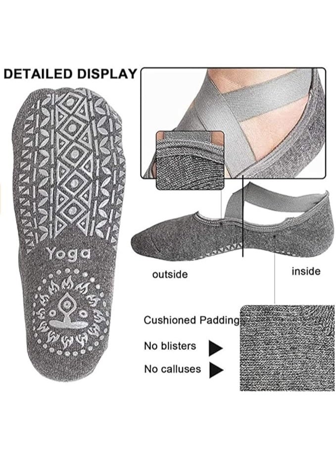 Halamine 3 Pairs Sports Yoga Socks for Women ，Yoga Special Sports Socks,PVC Particles not Only Non-slip but Also Can Massage the Soles of the Feet  - Image 4