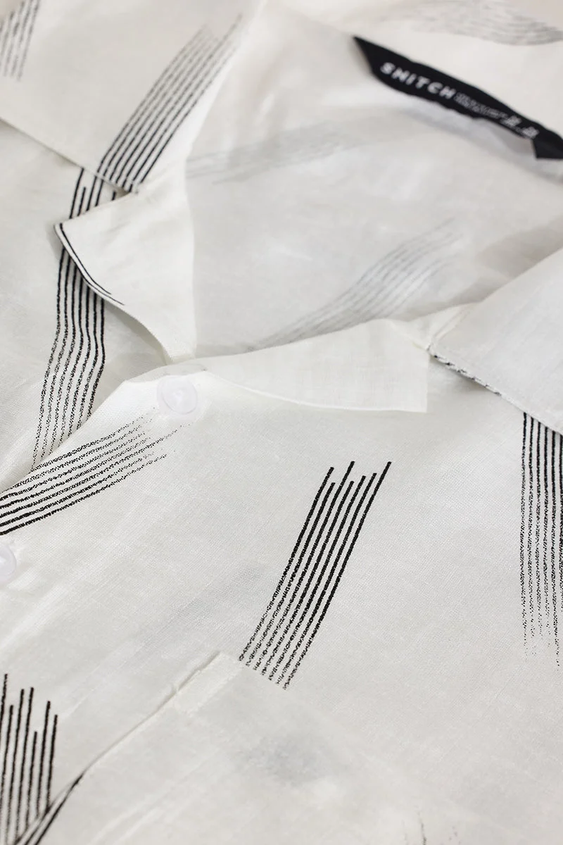 SNITCH White Abstract Regular Fit Shirt