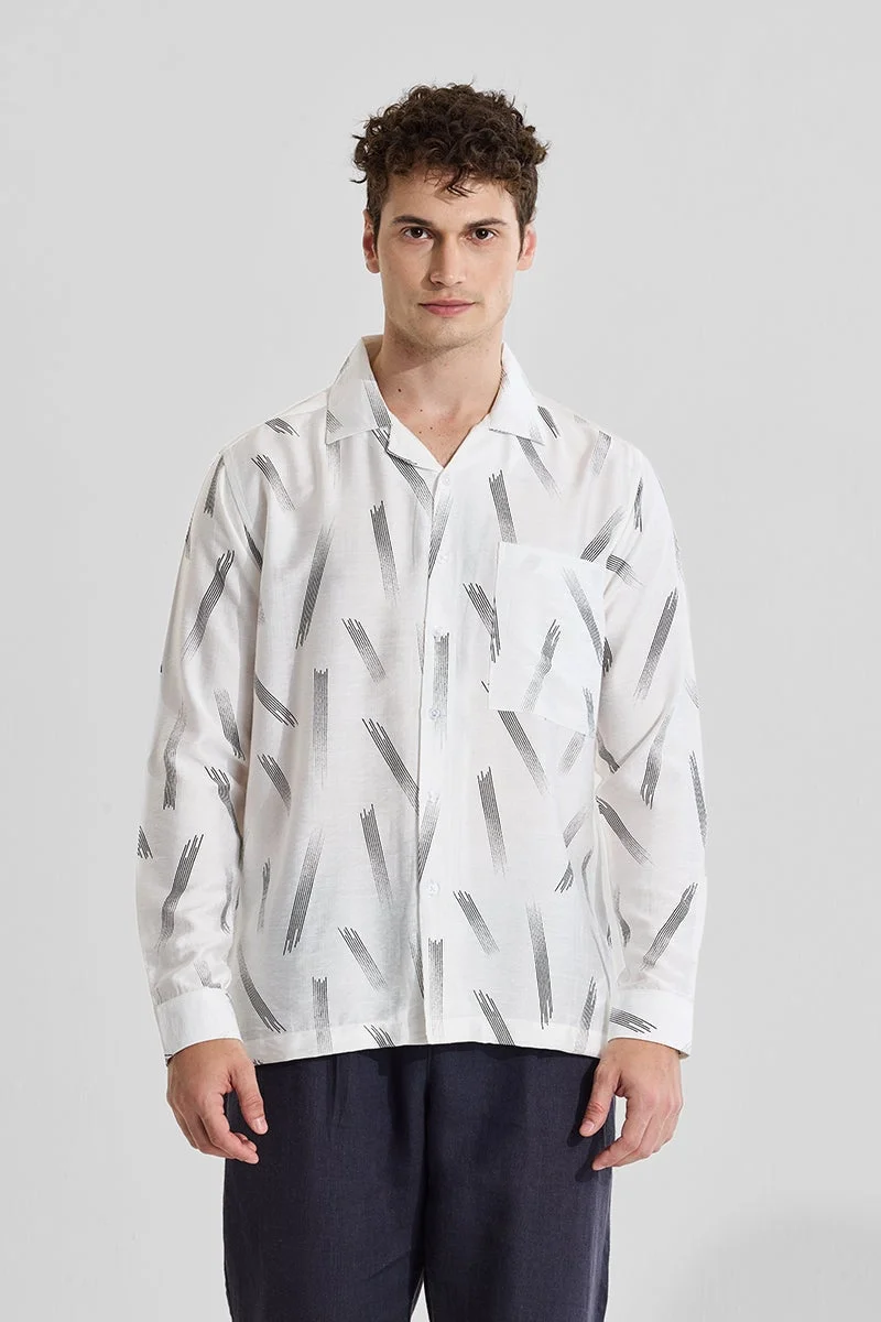 SNITCH White Abstract Regular Fit Shirt