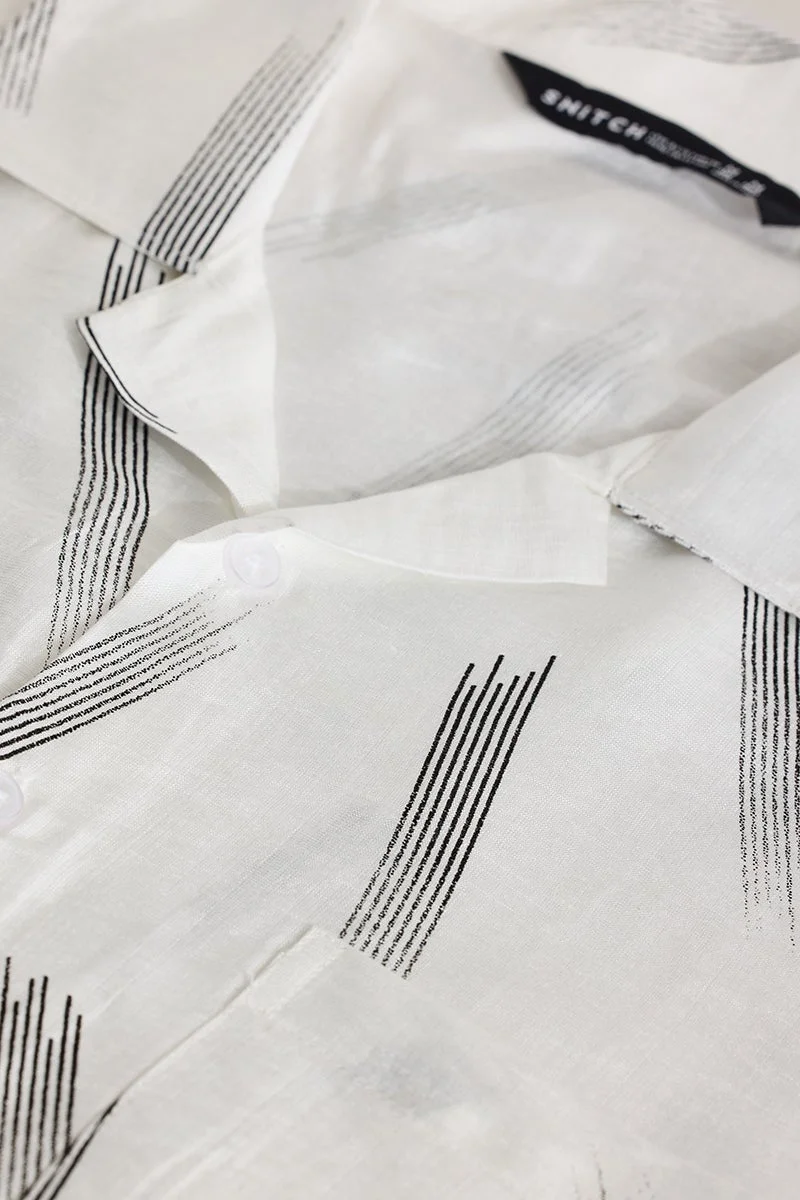SNITCH White Abstract Regular Fit Shirt
