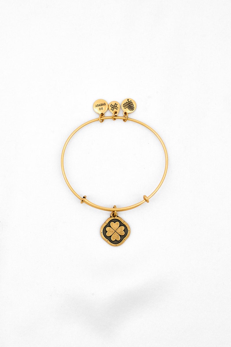 ALEX AND ANI Women Four Leaf Clover Wire Charm Bangle Bracelet, Gold - Image 2