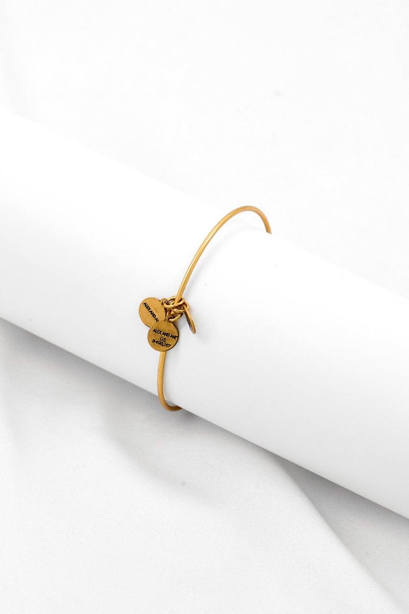 ALEX AND ANI Women Four Leaf Clover Wire Charm Bangle Bracelet, Gold - Image 3