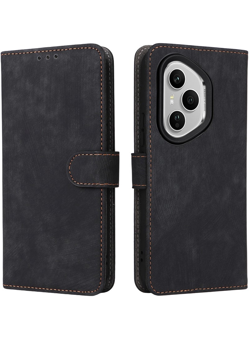 For Honor 400 Pro Flip Cover with Detachable lanyard, PU Leather Full Body Protection Shockproof Flip Mobile Phone Case, RFID Anti-theft Brush Folio Wallet Case - Image 3