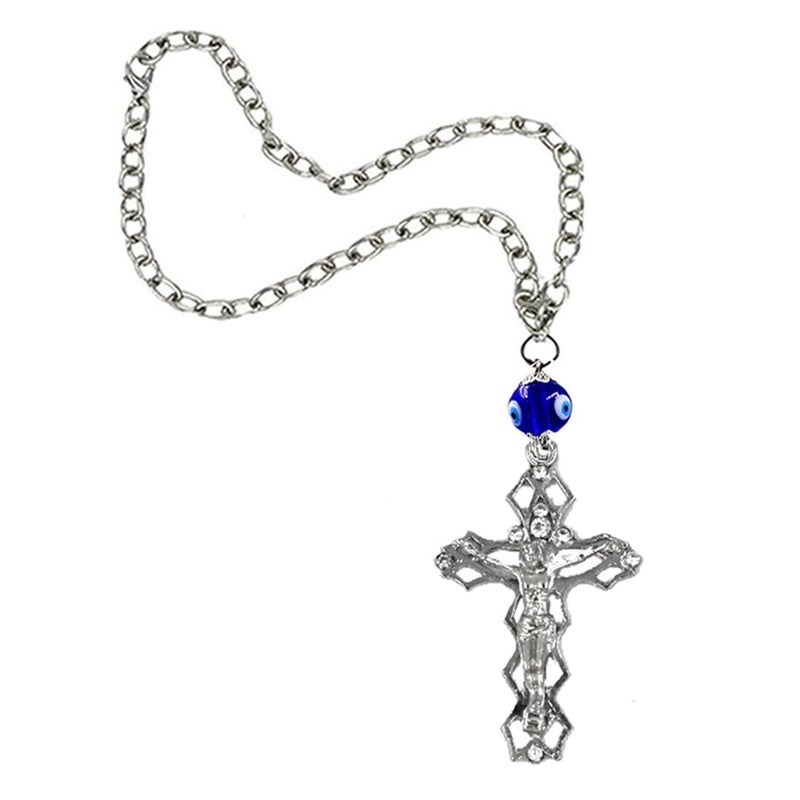 AFH Jesus Holy Cross Religious Evil Eye Car Mirror Charm Decorative Hanging Ornament - Image 1