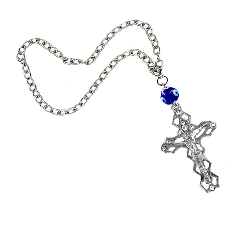 AFH Jesus Holy Cross Religious Evil Eye Car Mirror Charm Decorative Hanging Ornament - Image 2