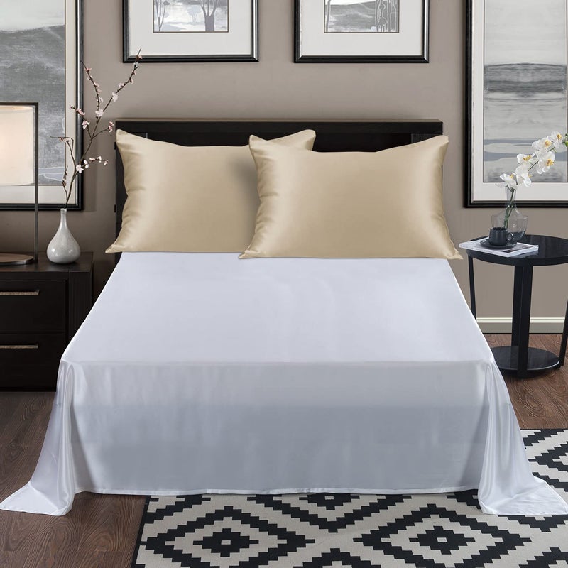 ALASKA BEAR Natural Silk Pillowcase, Hypoallergenic, 19 Momme, 600 Thread Count 100 Percent Mulberry Silk, Queen Size with Hidden Zipper (1,Champagne Gold) - Image 4