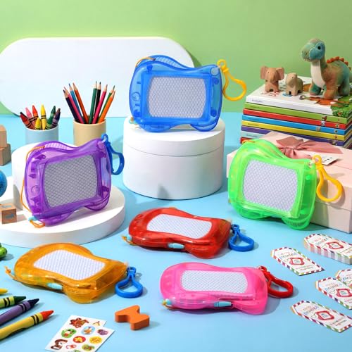 Fuyoooo 24 Set End of The Year Gifts for Kids Classroom Bulk Mini Magnetic Drawing Board Backpack Keychain Clip Erasable Doodle Writing Pad with Tag Ribbon for Kids Birthday Party Favor - Image 5