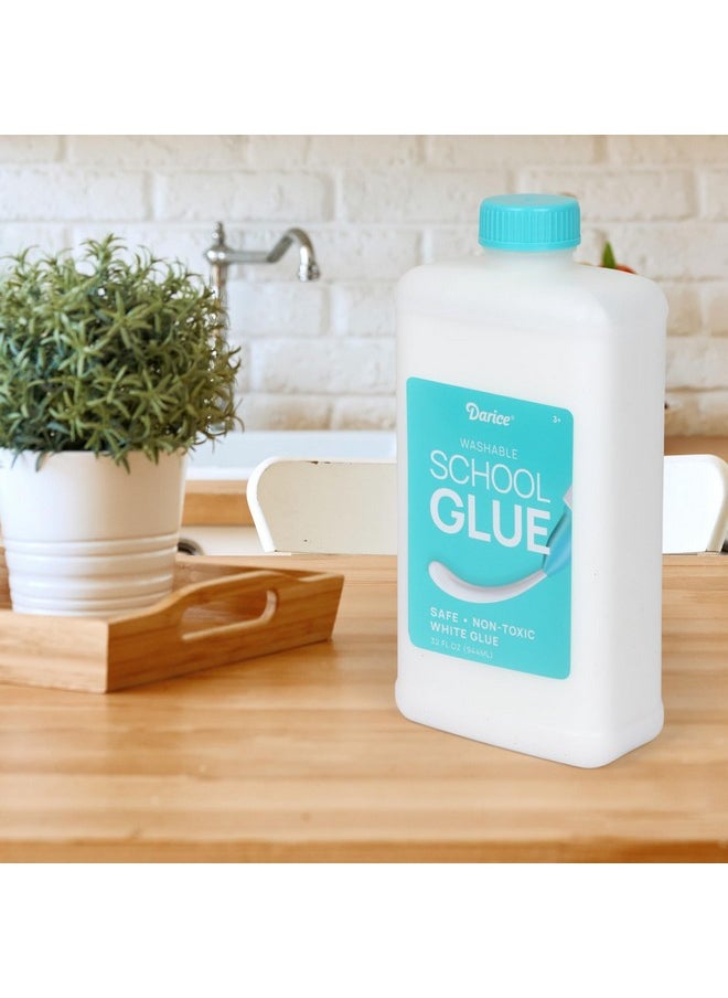 Darice - School Glue - 3-Pack 32 Oz Craft Glue - Washable And Safe Liquid Glue - No Run Formula Dries Clear - Multipurpose Glue For Slime, Paper Mache, Arts And Crafts, School Projects - Image 1
