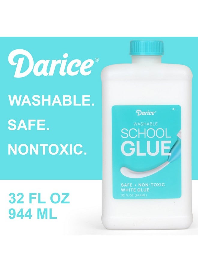 Darice - School Glue - 3-Pack 32 Oz Craft Glue - Washable And Safe Liquid Glue - No Run Formula Dries Clear - Multipurpose Glue For Slime, Paper Mache, Arts And Crafts, School Projects - Image 1