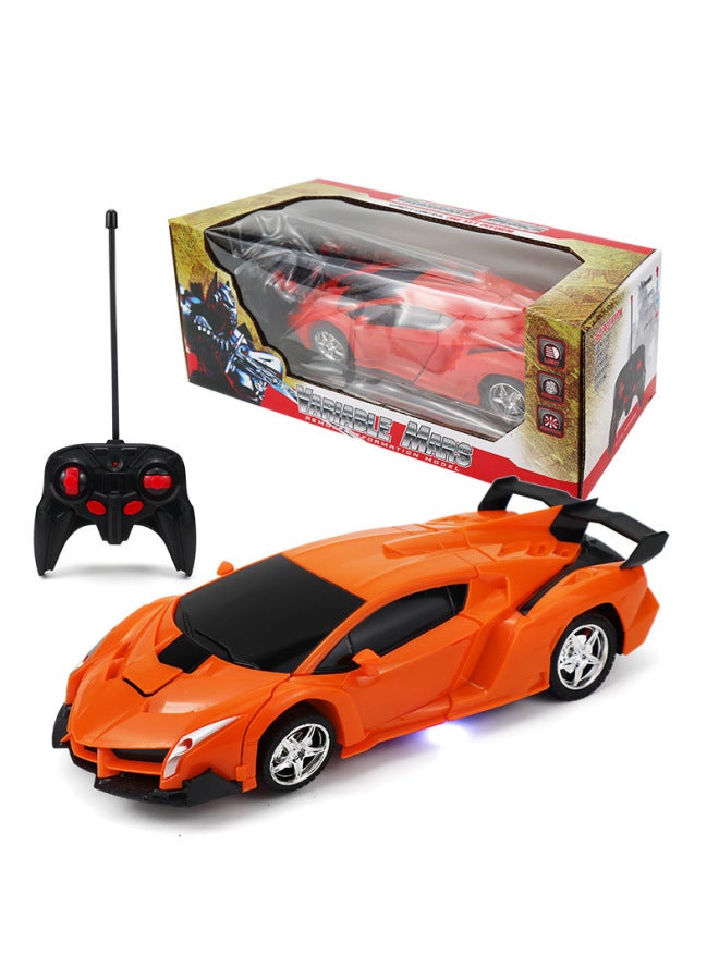زر واحد للتحكم عن بعد تشوه سيارة سباق كهربائية نموذج سيارة شرطة للأطفال سيارة تحكم عن بعد سيارة رياضية لعبة سيارة بالجملة - اللون: 889-18 صندوق نافذة إنجليزي برتقالي - النسبة: 1:18 مفك براغي 5 بطاريات عادية - Image 1