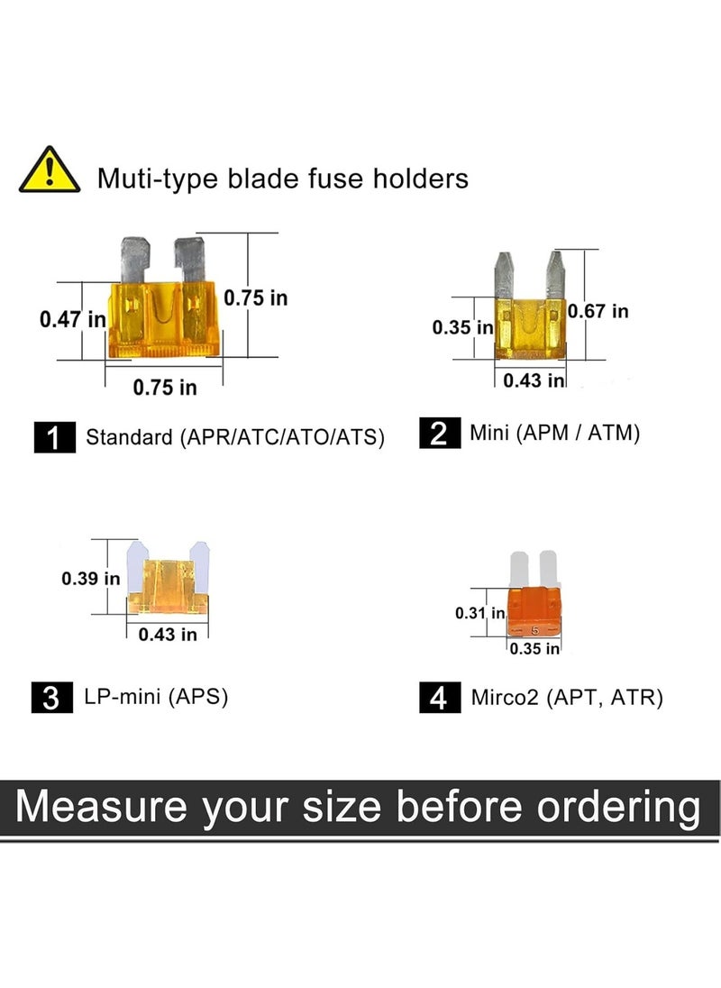 Aookay - [Upgrade] 4 Types 12V Car Fuse Tap Adapters, Additional Circuit Adapters, with MICRO2 Mini ATC ATS Low Profile Tap Adapter for Cars Trucks Boats (12 Pack) - Image 1