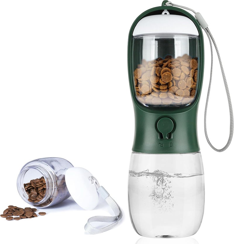 AVELORA Dog Water Bottle,Portable pet Water Bottle with Food Container,Outdoor Portable Water Dispenser for Cat,Rabbit,Puppy and Other Pets for Walking,Hiking,Travel(10oz) - Image 1