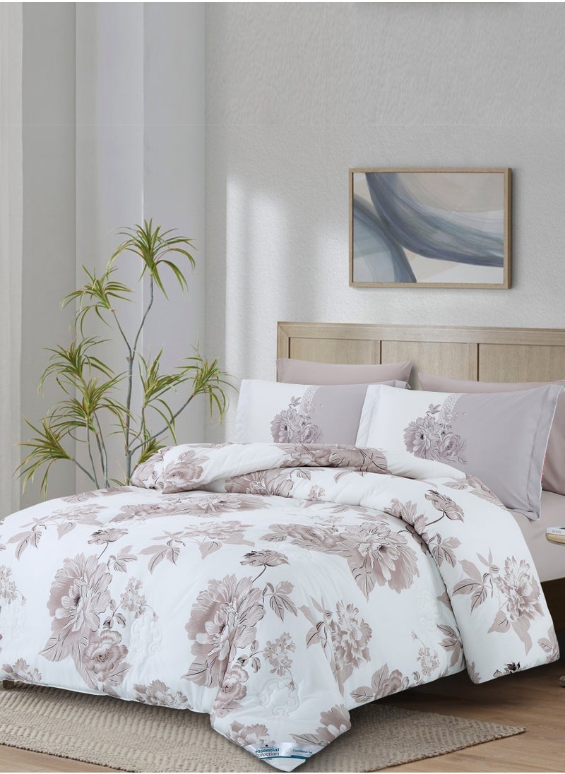 Donetella Printed Comforter Set 4-Pcs Queen Size All Season Bed Fits(140 X 200 Cm)Bedding Set With Removable Filler And Down Alternative Filling, Pale Slate  - Image 2